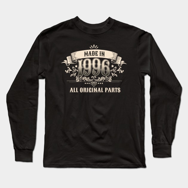 Retro Vintage Birthday Made in 1996 All Original Parts Long Sleeve T-Shirt by star trek fanart and more